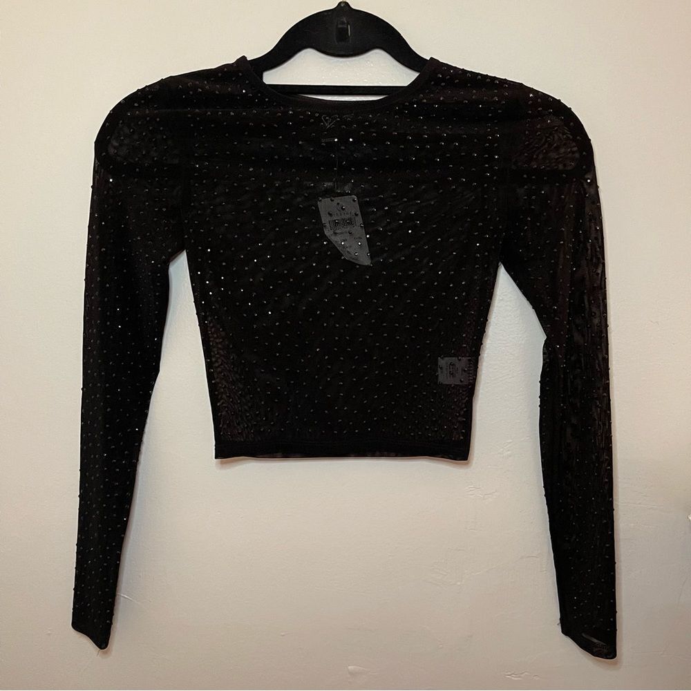 Black Sheer Rhinestone Windsor Top